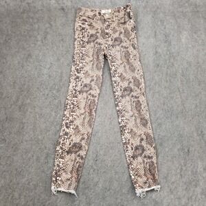 Free People Jeans Womens 24 Brown Skinny Jeggings High Rise Pants‎ Snake Print